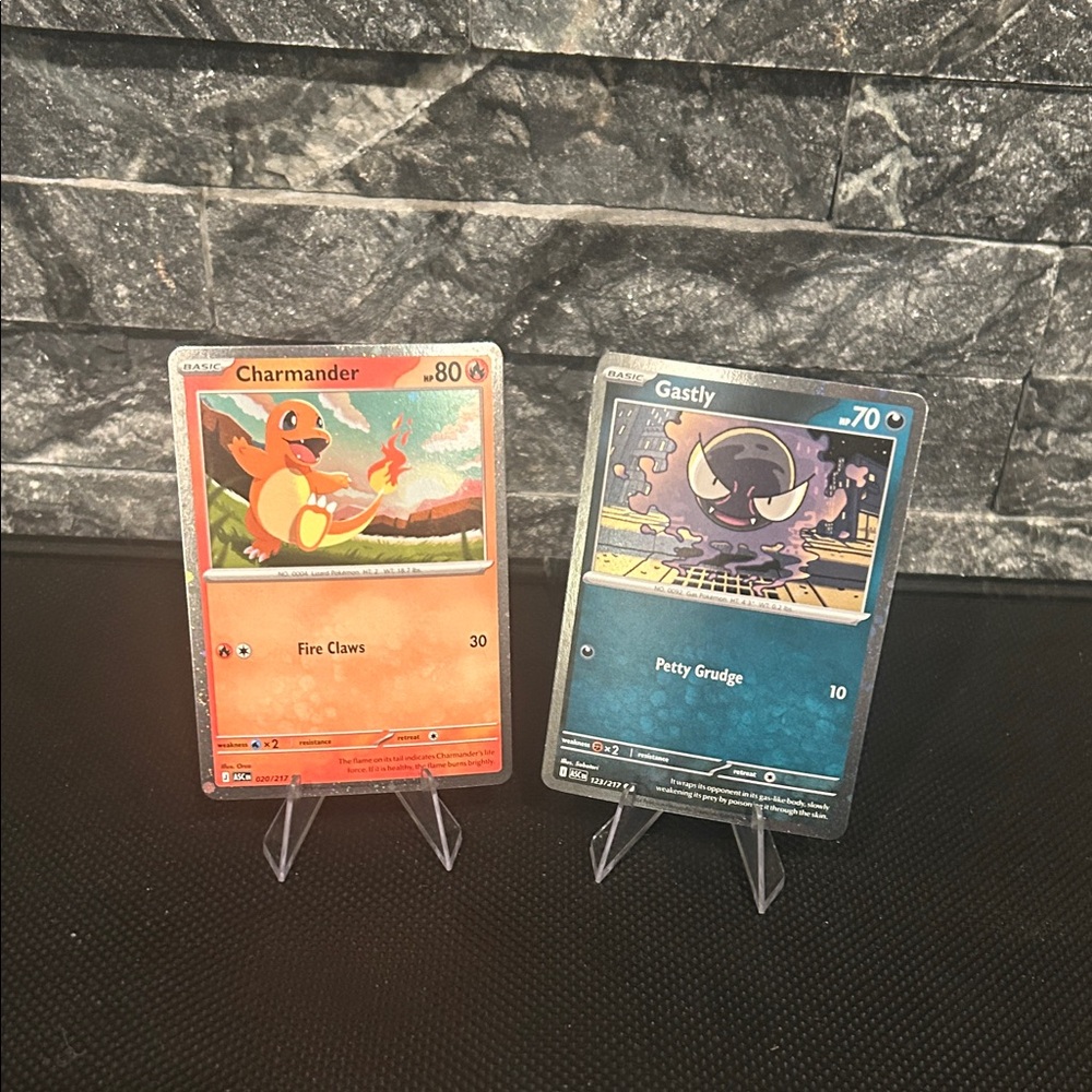 Pokemon Charmander 020/217 and‎ Gastly 123/217 Cosmos Holo’s Ascended Heroes